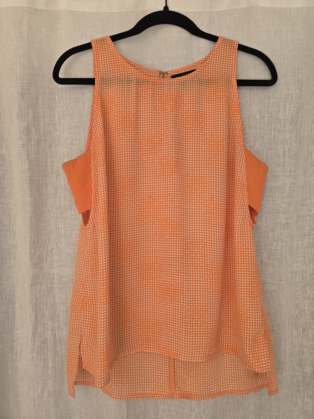 Trouve Orange Textured Sleeveless Tank with Side Cutouts